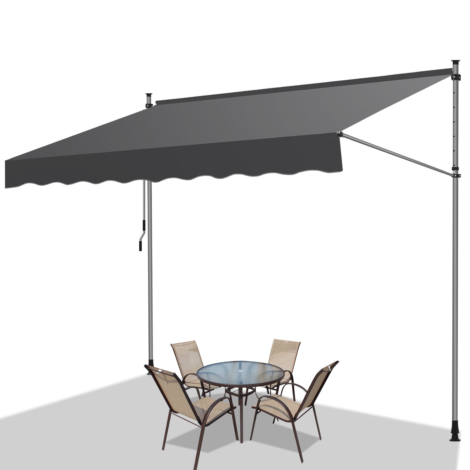 Toldo del balcón toldo retráctil manual el mango del balcón es gris a prueba de rayos ultravioleta 3,5 m