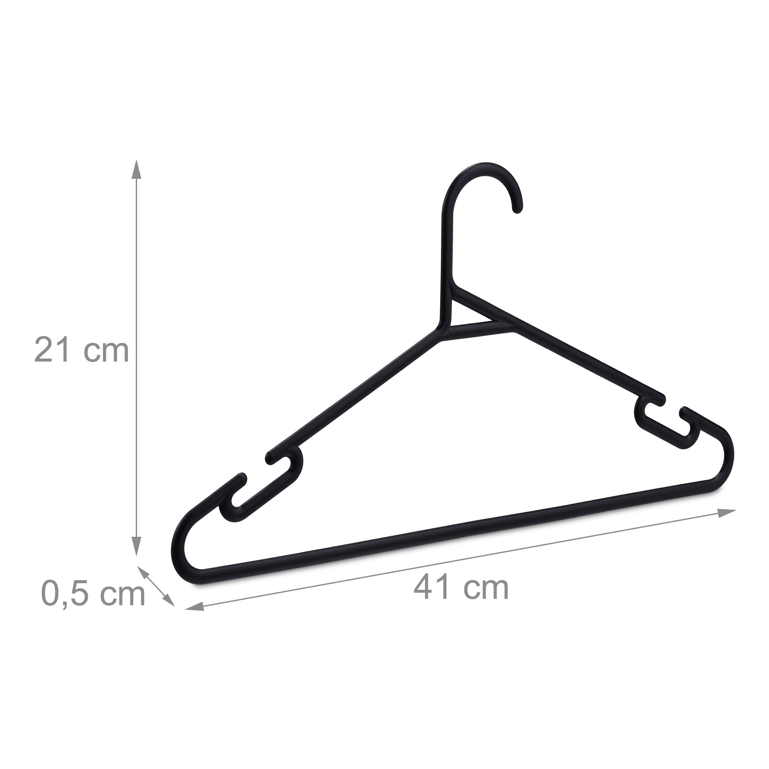 Cintres set de 24, traverse pantalon et encoche, plastique recyclé, rangement, peu encombrant, noir, Relaxdays - 4