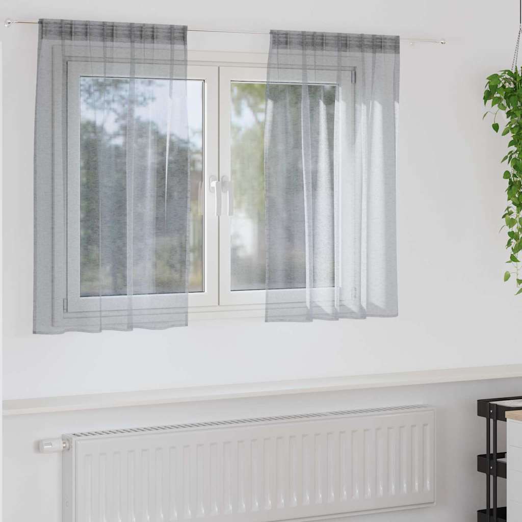 Firany Voile 2 pcs Ciemnoszary 140 x 140 cm Poliester vidaXL