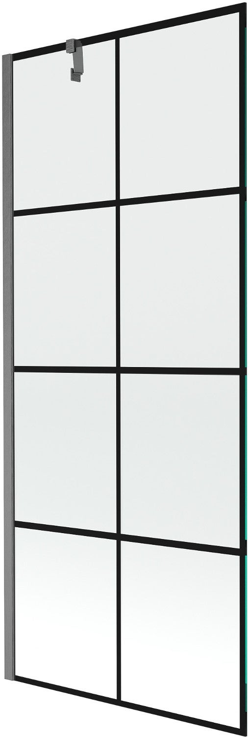 Mexen Next parawan nawannowy 1-skrzydłowy 80 x 150 cm, czarna kratka, gun gray szczotkowany - 895-080-000-00-77-66