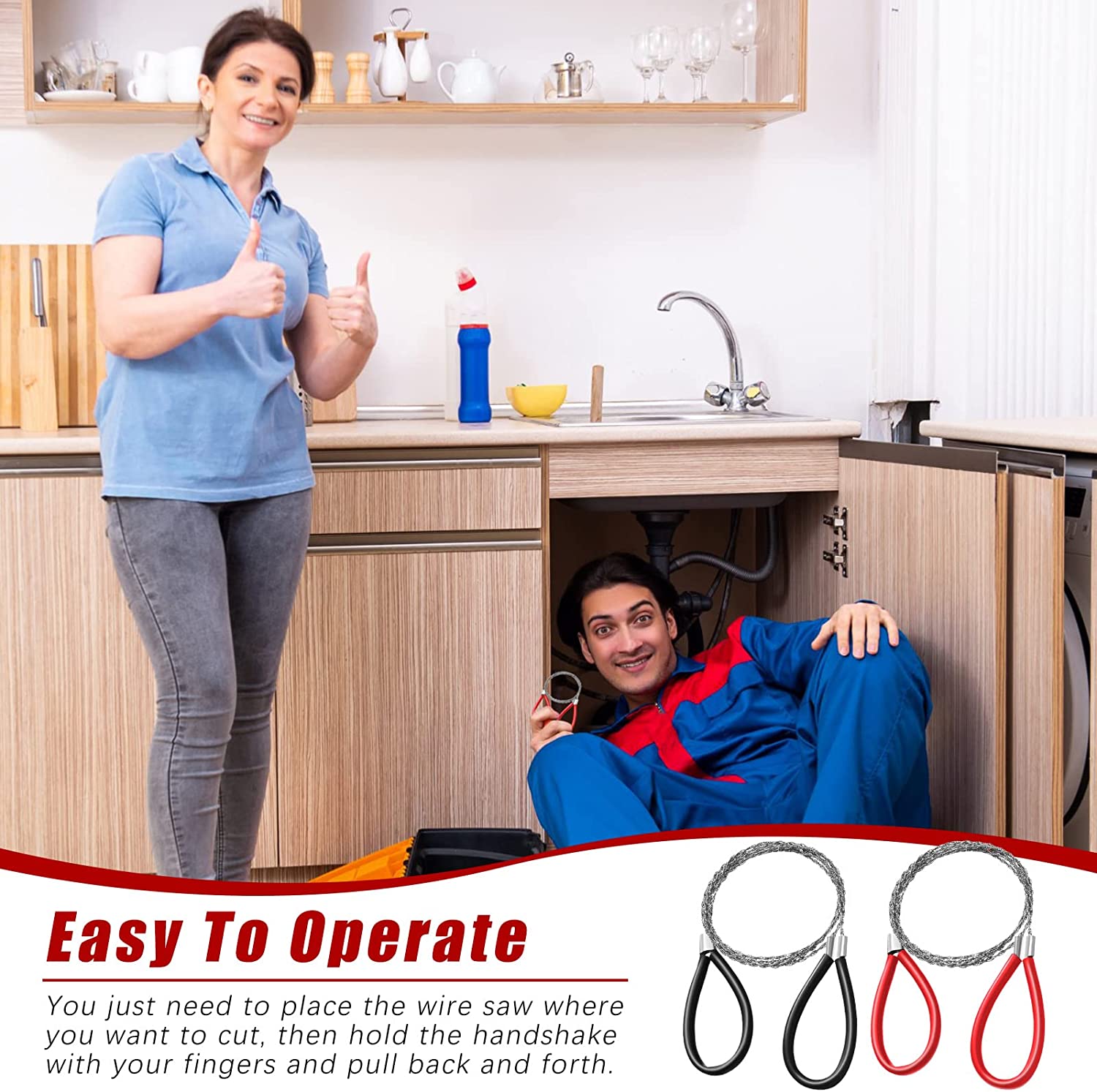 Scie à câble de tuyau en PVC scie à fil en acier inoxydable outil de coupe de fil de survie d'urgence de corde de poche à main - 2