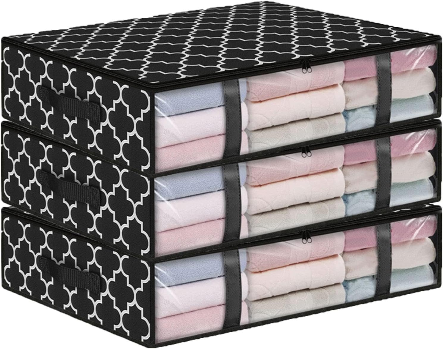 Set di 2 borse portaoggetti per indumenti, contenitore pieghevole sottoletto, organizer per armadio con copripiumino, grigio | Leroy Merlin