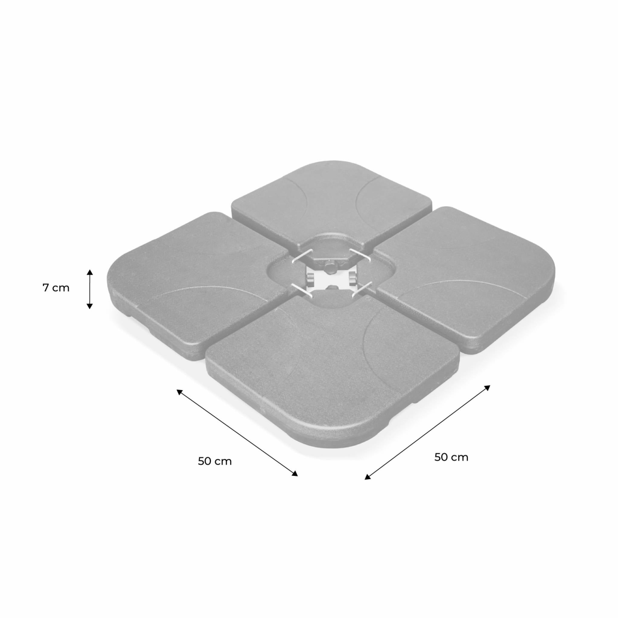 Dalle pour parasol à lester - 50x50cm pieds. socle poids pour fixer votre parasol BASE POUR PARASOL DÉPORTÉ - 5