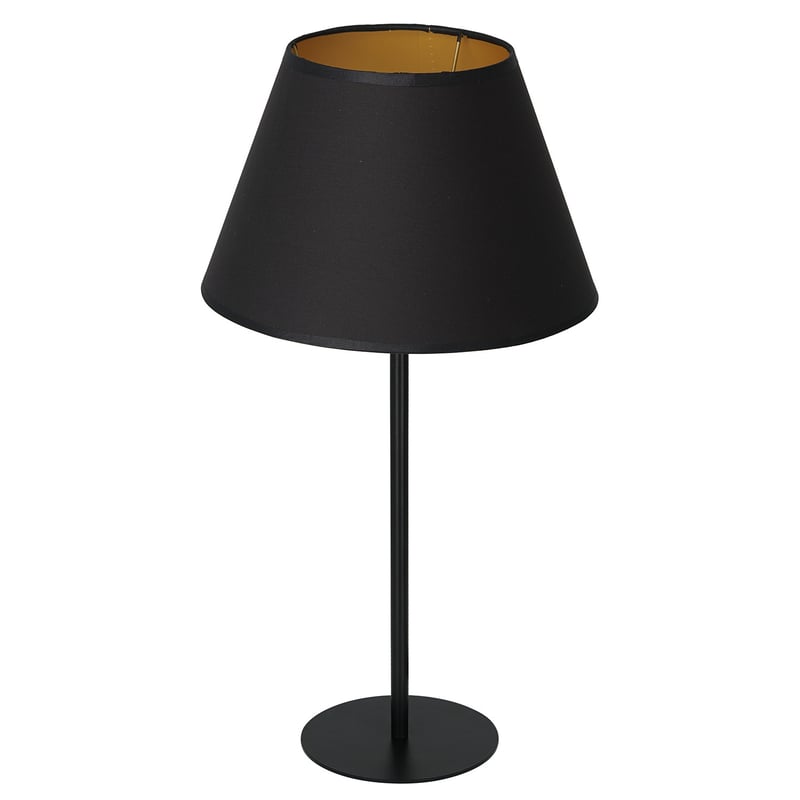 Lampa stołowa czarna 56 cm stożkowy abażur ze złotym wnętrzem Arden 1xE27 15W Luminex