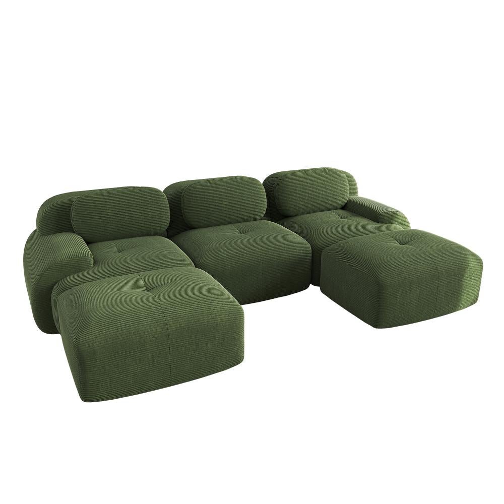 Canapé modulaire en U en tissu côtelé premium, sans montage, antidérapant, adapté aux animaux, rembourrage 32D,chambre et bureau - 6