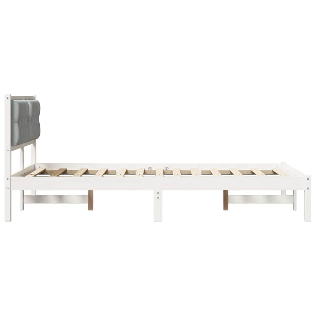 Cadre de lit gris clair, pin massif, pour la chambre, 135 × 190 cm - 6