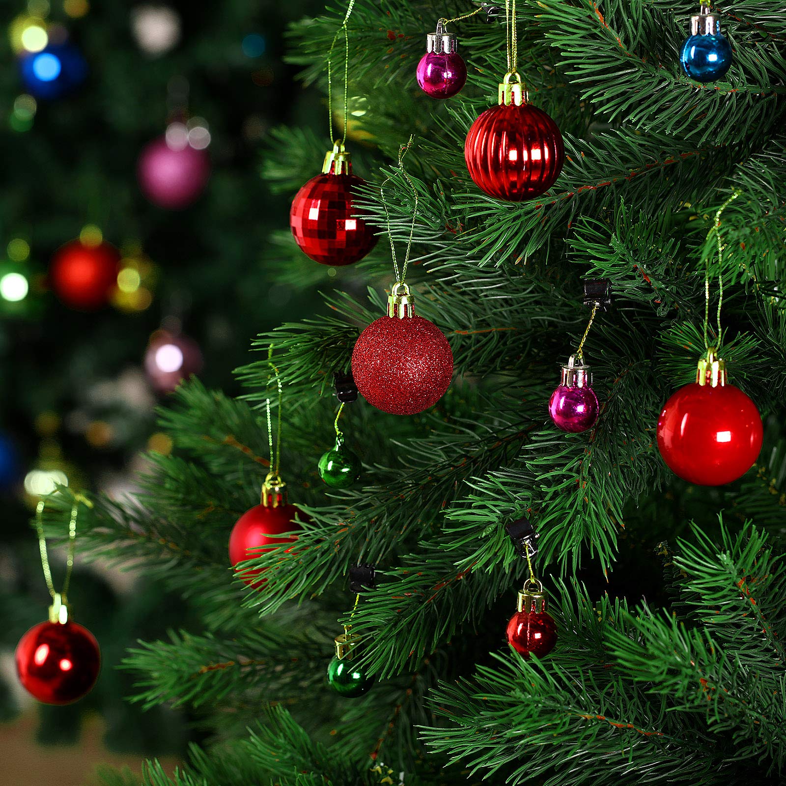 36 bolas navideñas rojas de 4 cm, ideales para decorar tu árbol de Navidad, fiestas de Año Nuevo y bodas. - 7