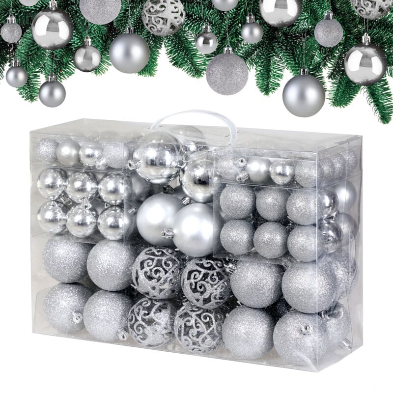 Lot 30 Boules De Noël Blanches & Dorées 6 Cm Plastique Incassable – Décorations Sapin, Guirlande, Couronne – Crochets Inclus