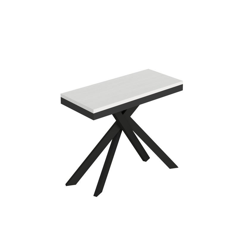 Rozkładany stół konsolowy 90x40/300 cm Saki Evolution biały jesion rama antracyt
