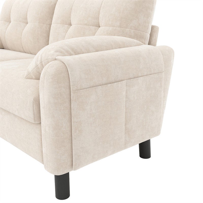 DRIPEX Canapé 2 places moderne avec accoudoirs épais,Canapé rembourré confortable en tissu chenille pour salon,Beige - 6