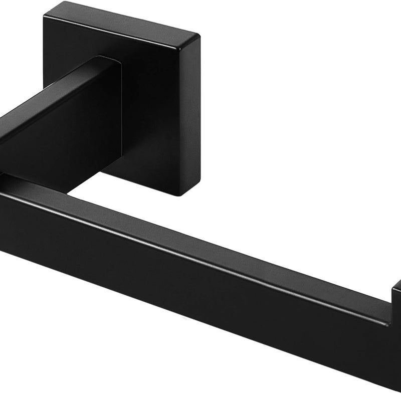 Czarny uchwyt na papier toaletowy, stal nierdzewna, do łazienki i kuchni (kwadratowy)