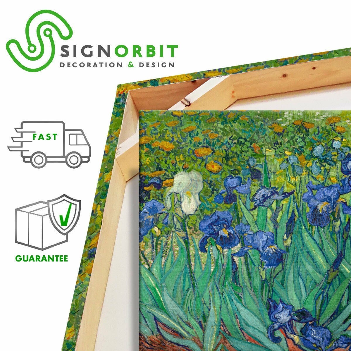 Tableau Van Gogh "Fleurs D'amandier" Sur Toile - Cadre épais 5 Cm En Bois - 140x100 Cm, Prêt à Accrocher