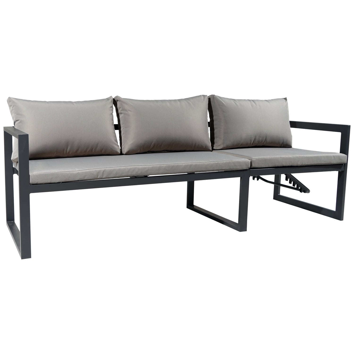 Salon de jardin 7 places gris et aluminium anthracite IBIZA - 5