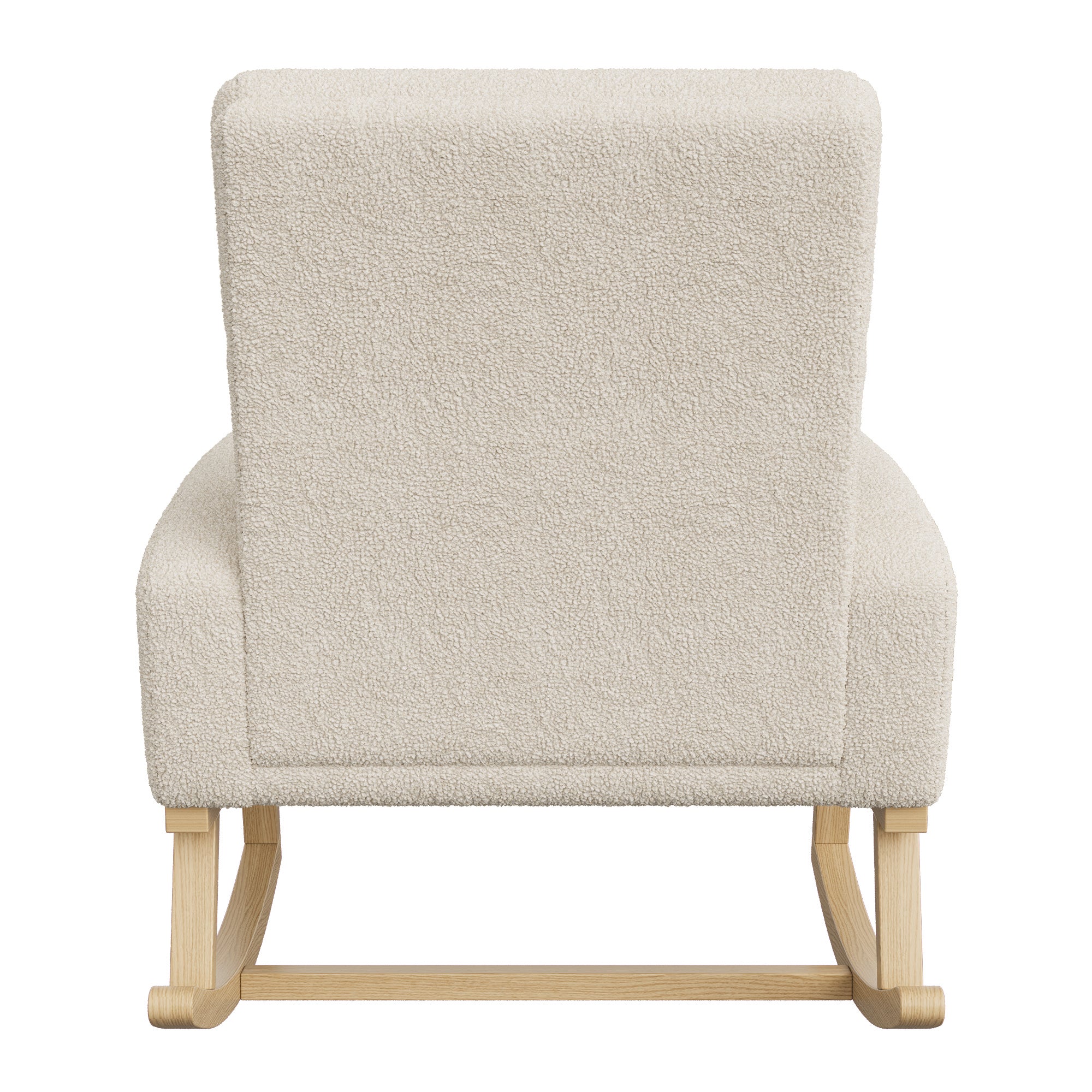 Fauteuil a Bascule, Chaise a Bascule Allaitement avec Poches Latérales et Base en Bois, Fauteuil Rocking Chair interieur extérieur pour Chambre, Beige - 9