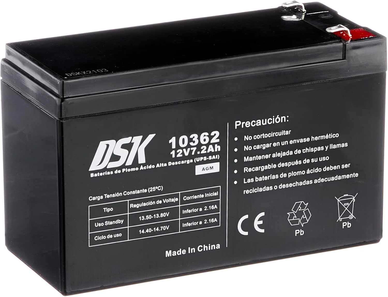 Akumulator kwasowo-ołowiowy AGM DSK 12V 7,2Ah wysoka rozładowanie czarny