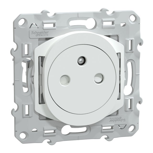 Prise électrique affleurante Ovalis Schneider Electric - Griffes montées - 2P+T - 16A - 250V - Blanc