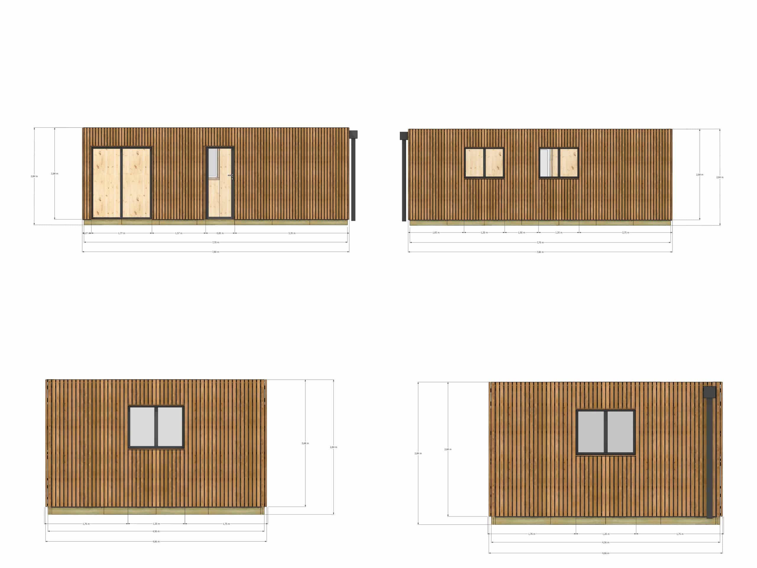 Studio de jardin hébergement en bois 7,7 x 4,6 x 2,7 m avec plancher isolé - 4
