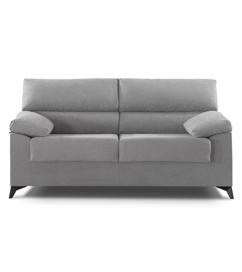 Sofá 3 plazas 180 cm hilton, estructura madera tapizado antimanchas, color gris