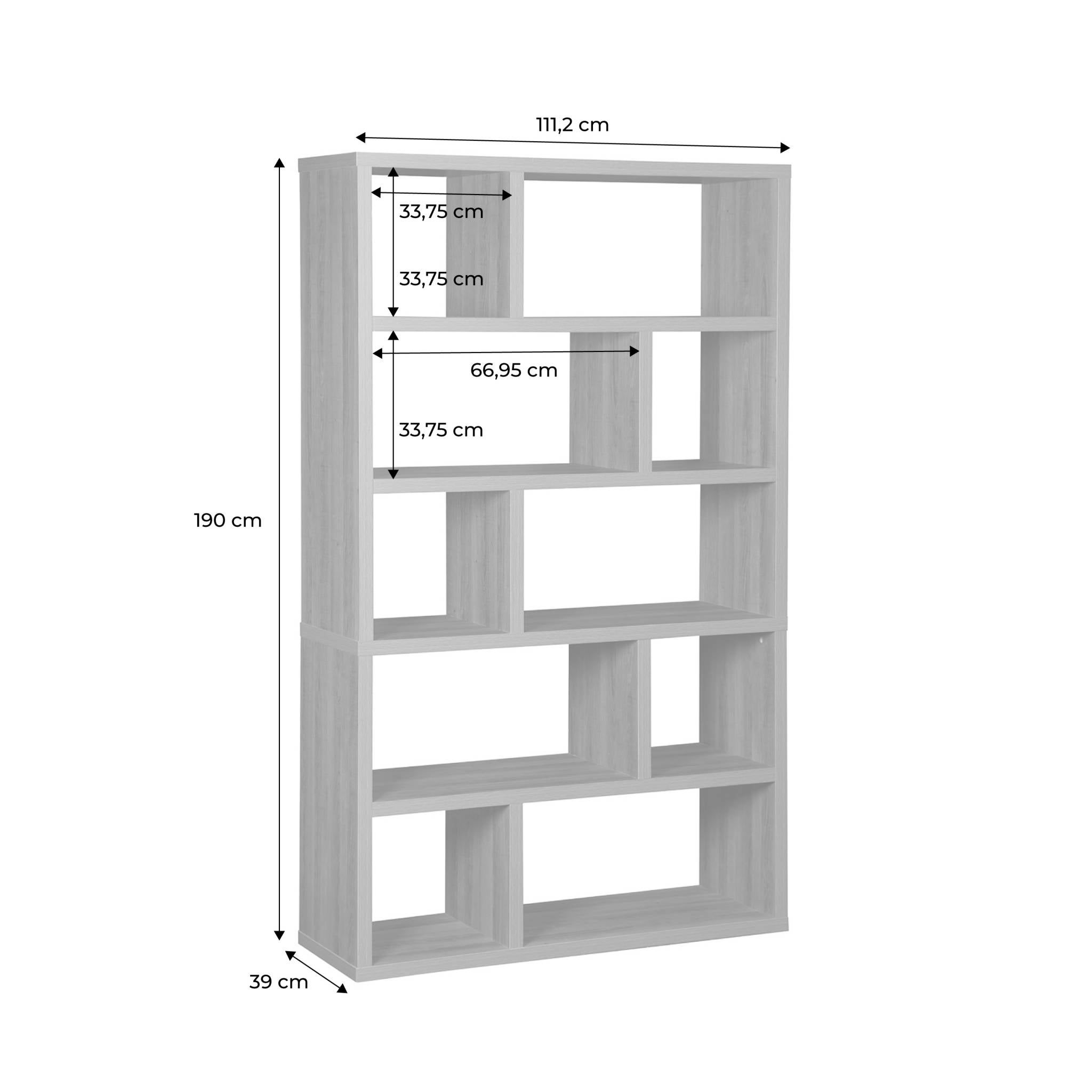 Libreria asimmetrica a 5 livelli con 10 scomparti, Albero di mango - 5