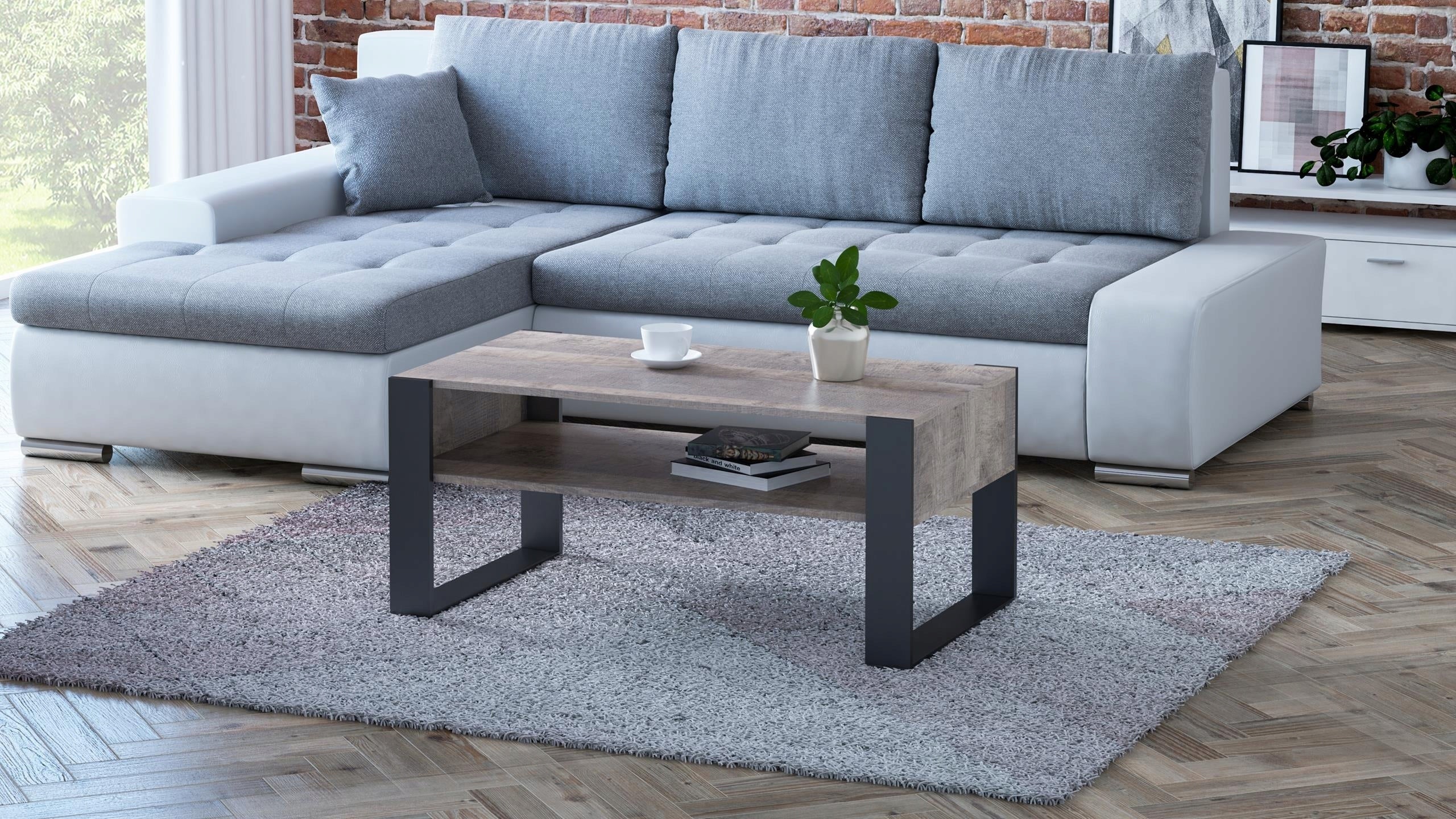 Ława stolik kawowy KAJA 120cm dąb kolonialny-czarny loft retro PER - 4