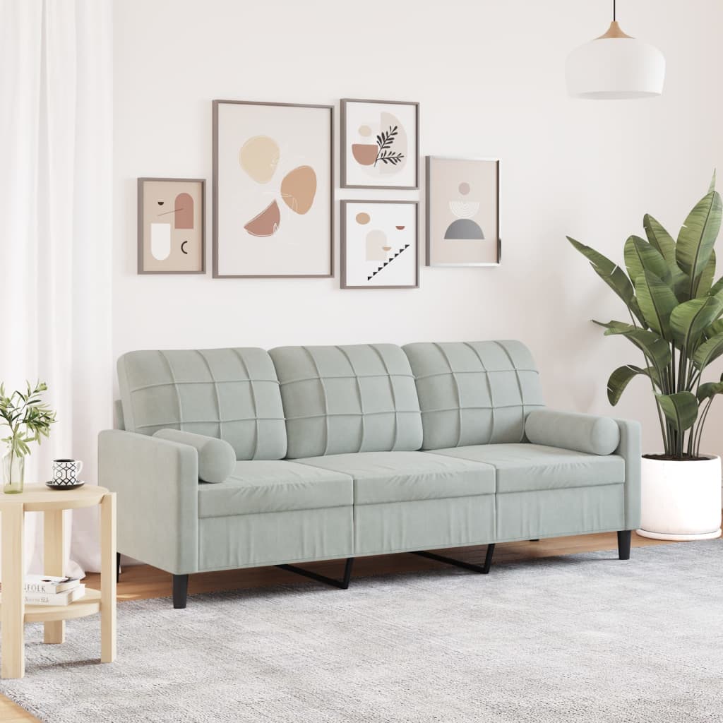 YOS-7089407197783-Canapé 3 places avec oreillers gris foncé 180 cm