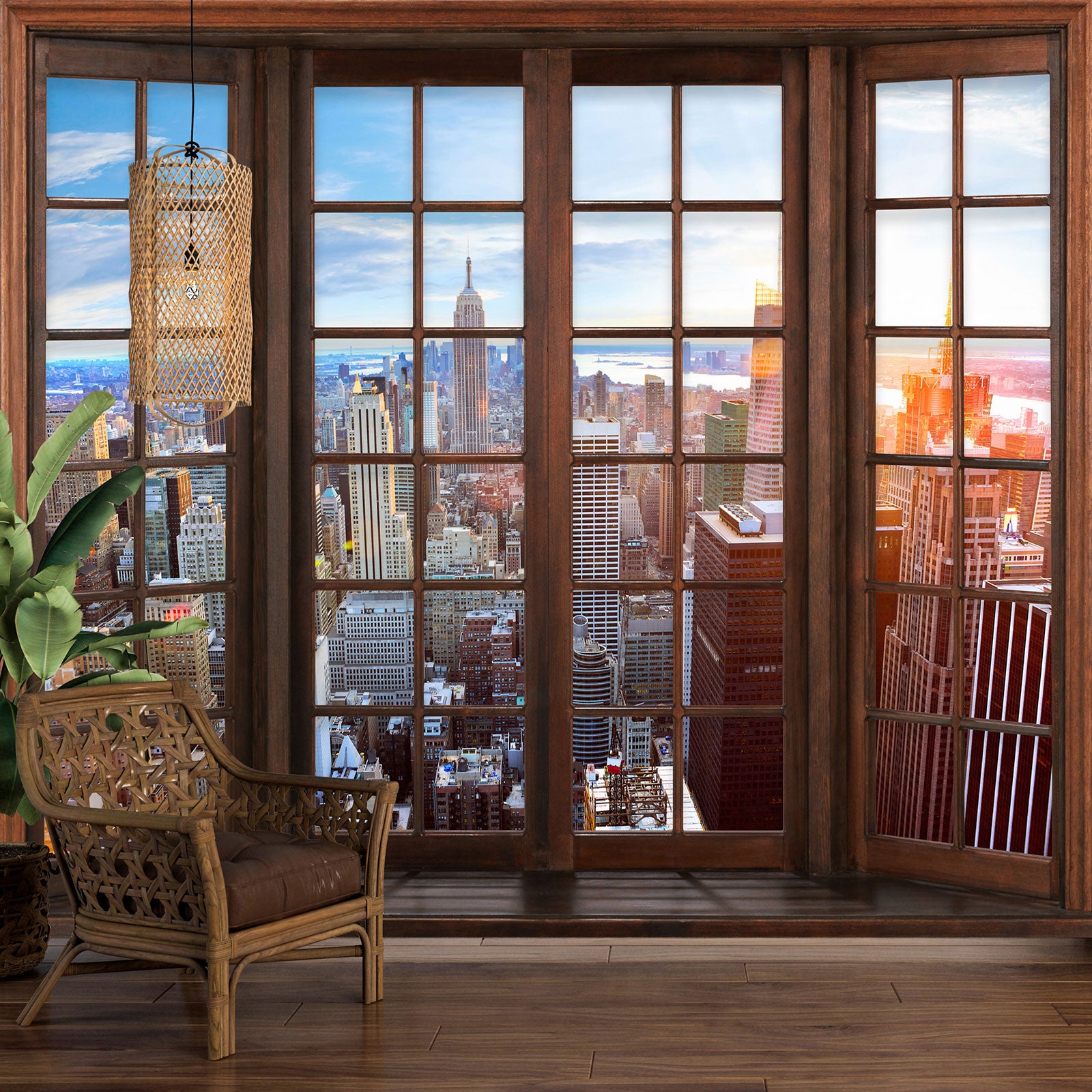 Décalcomanie Murale New York – Vue Fenêtre Sur Pont – Salon / Chambre – Prime Decals