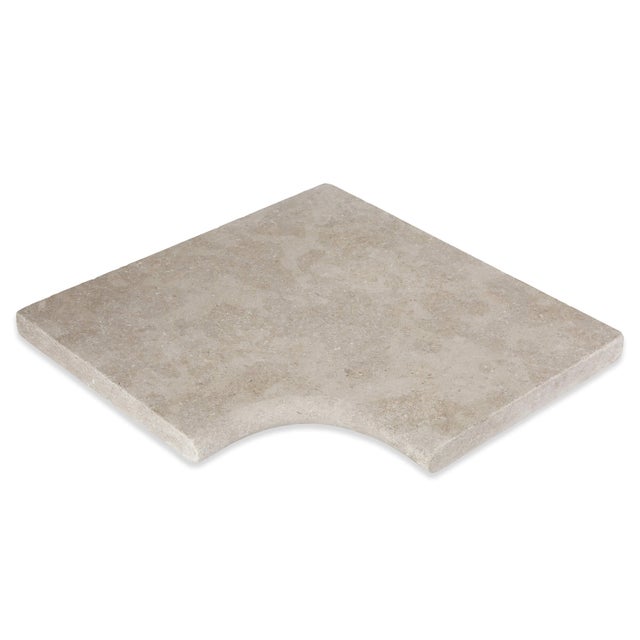 Margelle angle rentrant Pierre d'Egypte Beige 42,5x42,5x3 cm Bord 1/2 Rond (à l'unité) - RO'MA NATURE