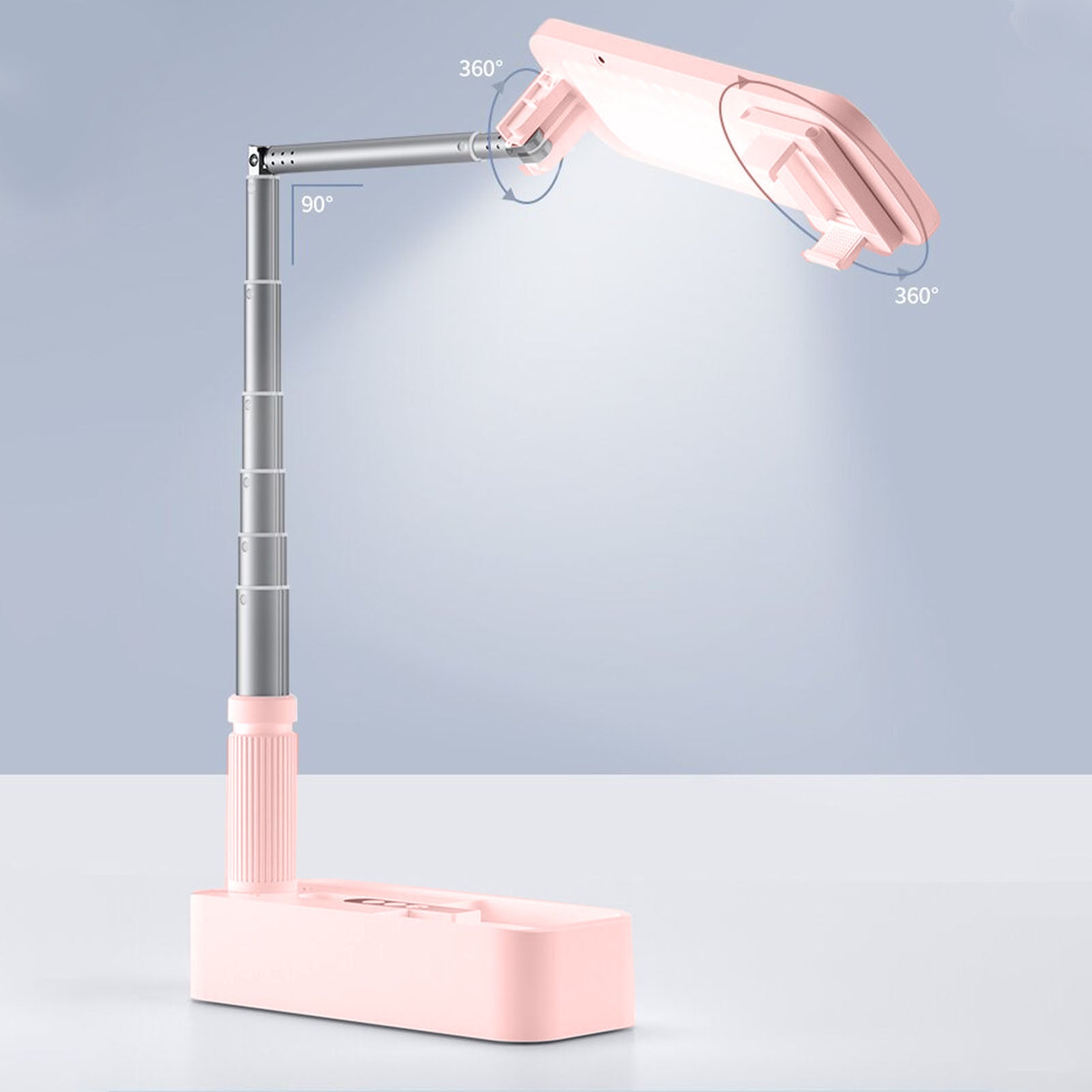 Supporto Selfie Estensibile Con Luce LED 3 Colori, 7 Livelli Luminosità, Rotazione 360°, Ricaricabile, Pieghevole - 2