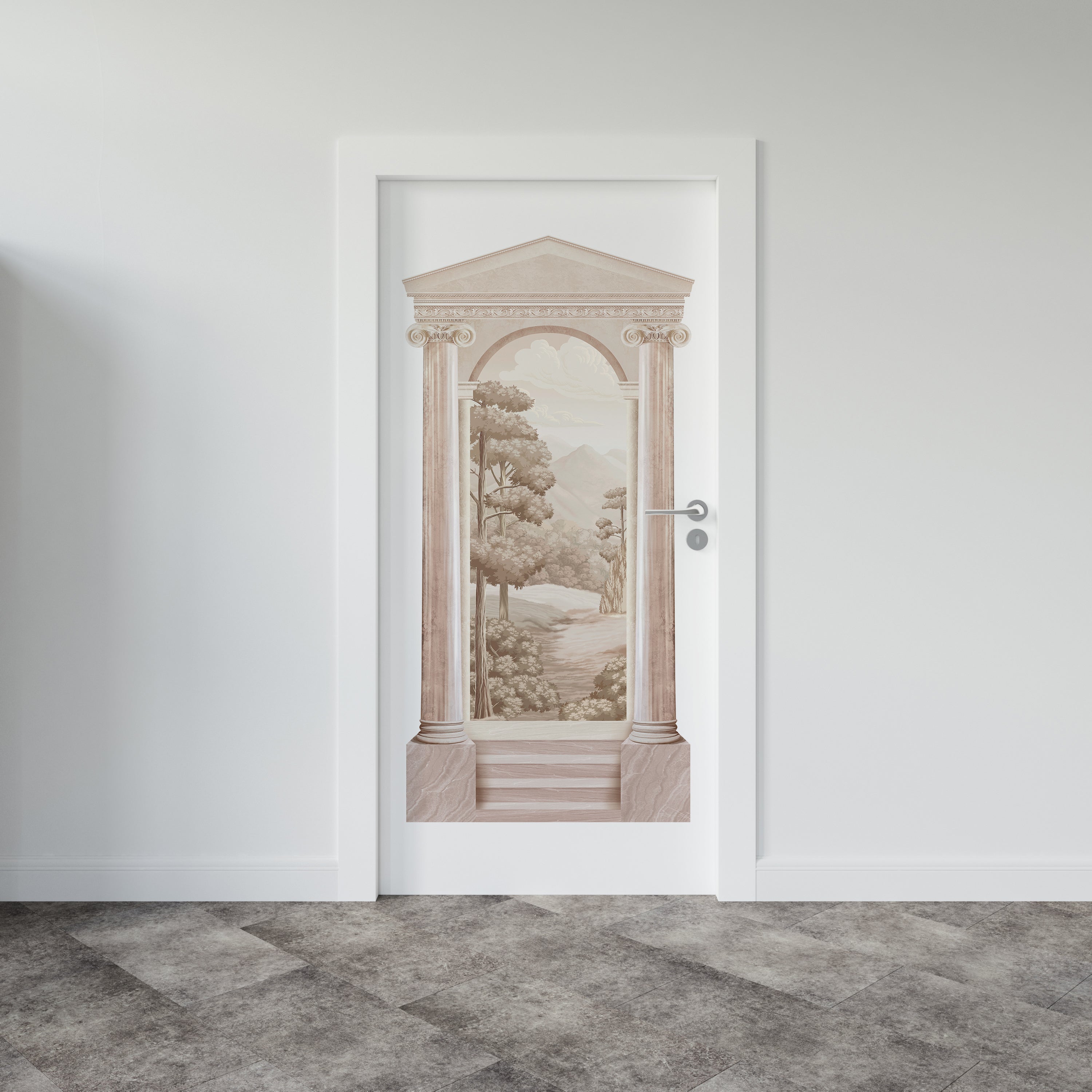Decoración panorámica de corte grande, trompe l'oeil anci, vista de la naturaleza, 160 cm x 80 cm