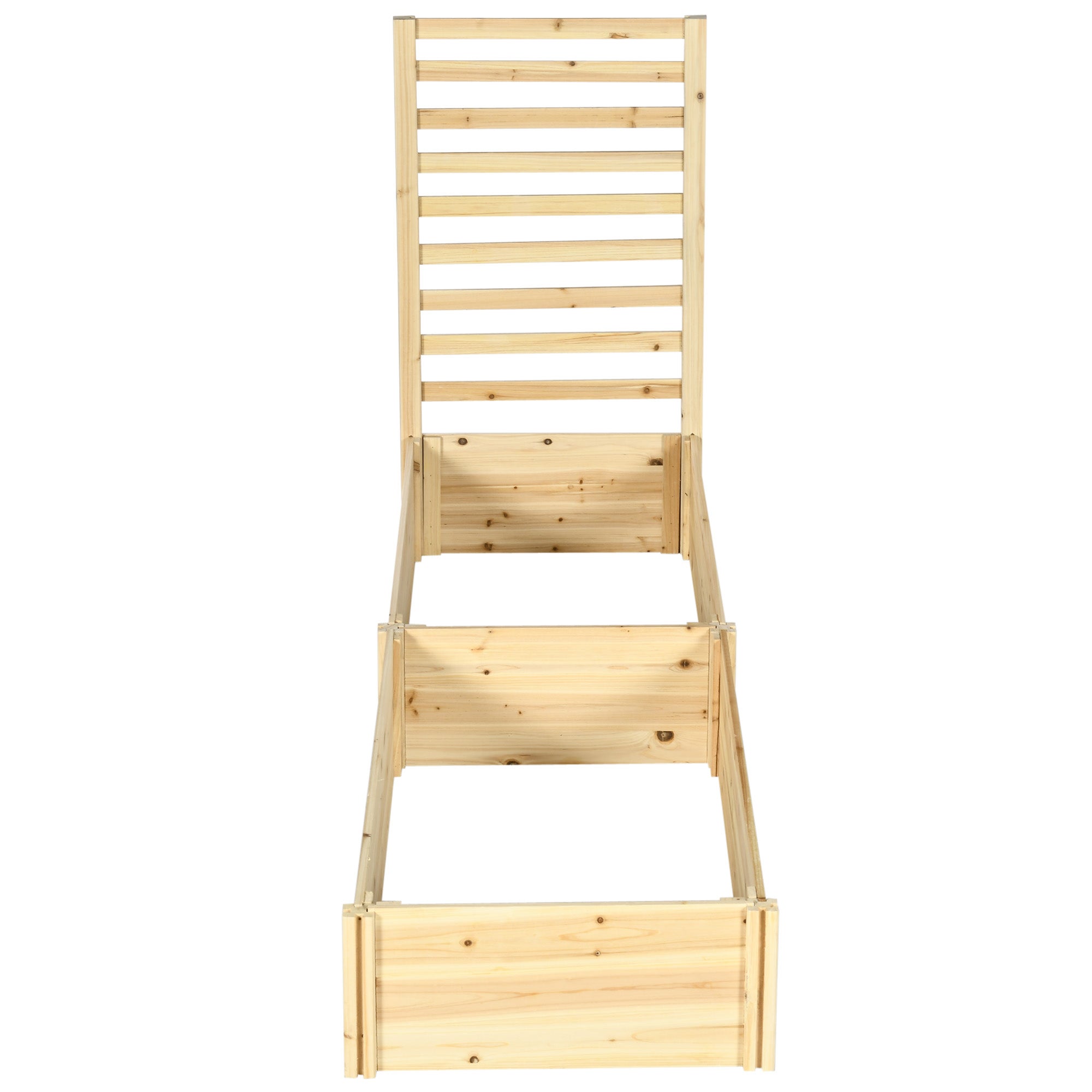 Carré potager surélevé avec treillis pour plantes grimpantes, bois de sapin, 230x60x110 cm, couleur bois - 2