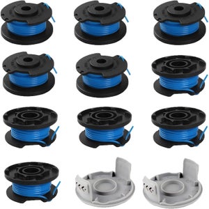 Eventronic 6 Bobines + 1 Couvercle Fil Coupe-Bordure 1,65 Mm X 11 M – Compatible Ryobi ONE+ 18V 24V 40V AC14RL3A – Recharge AutoFeed Ultra Résistante