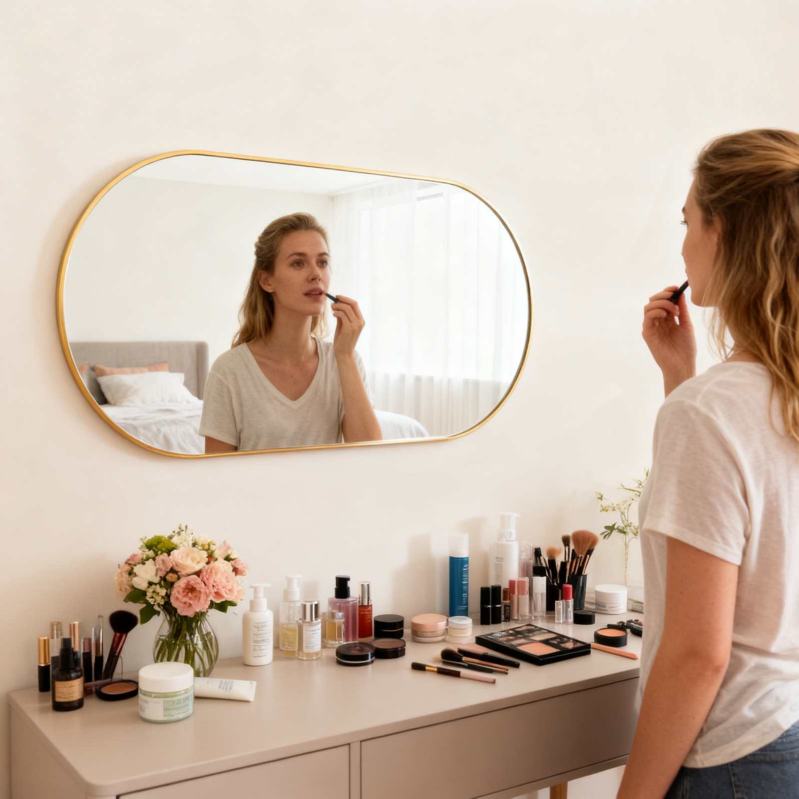 Specchio ovale 50x60 cm in vetro di alta qualità anti-frantumazione per riflesso chiaro e protezione massima - 7