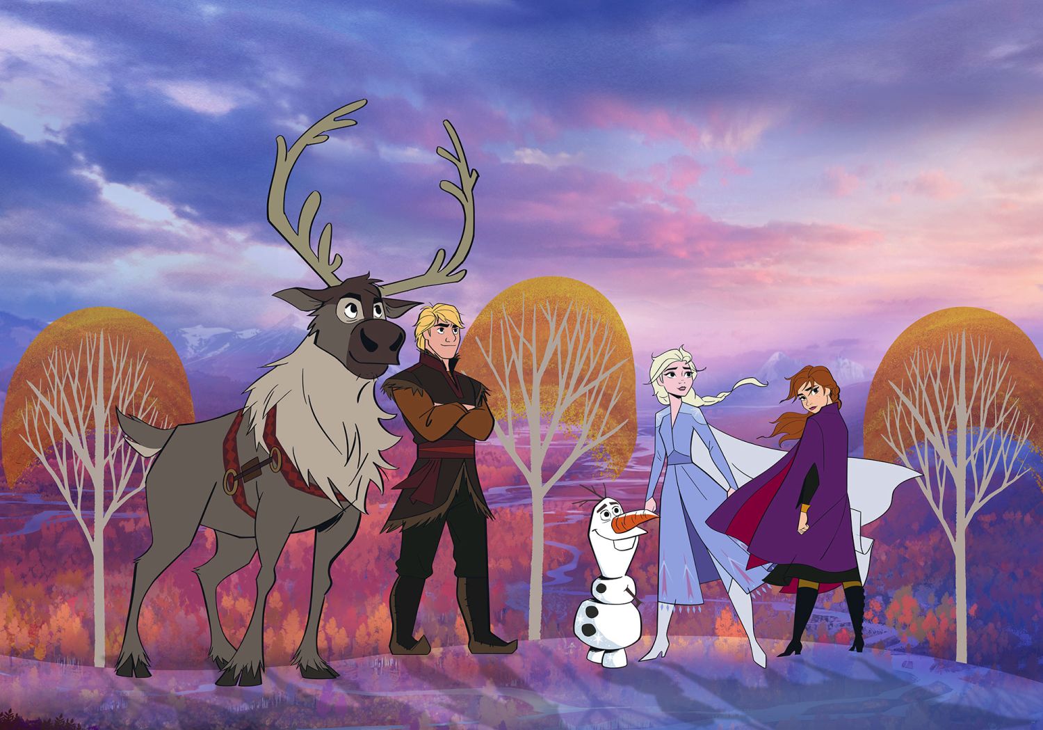 Fotomural frozen morado y naranja - 400 x 280 cm - disney