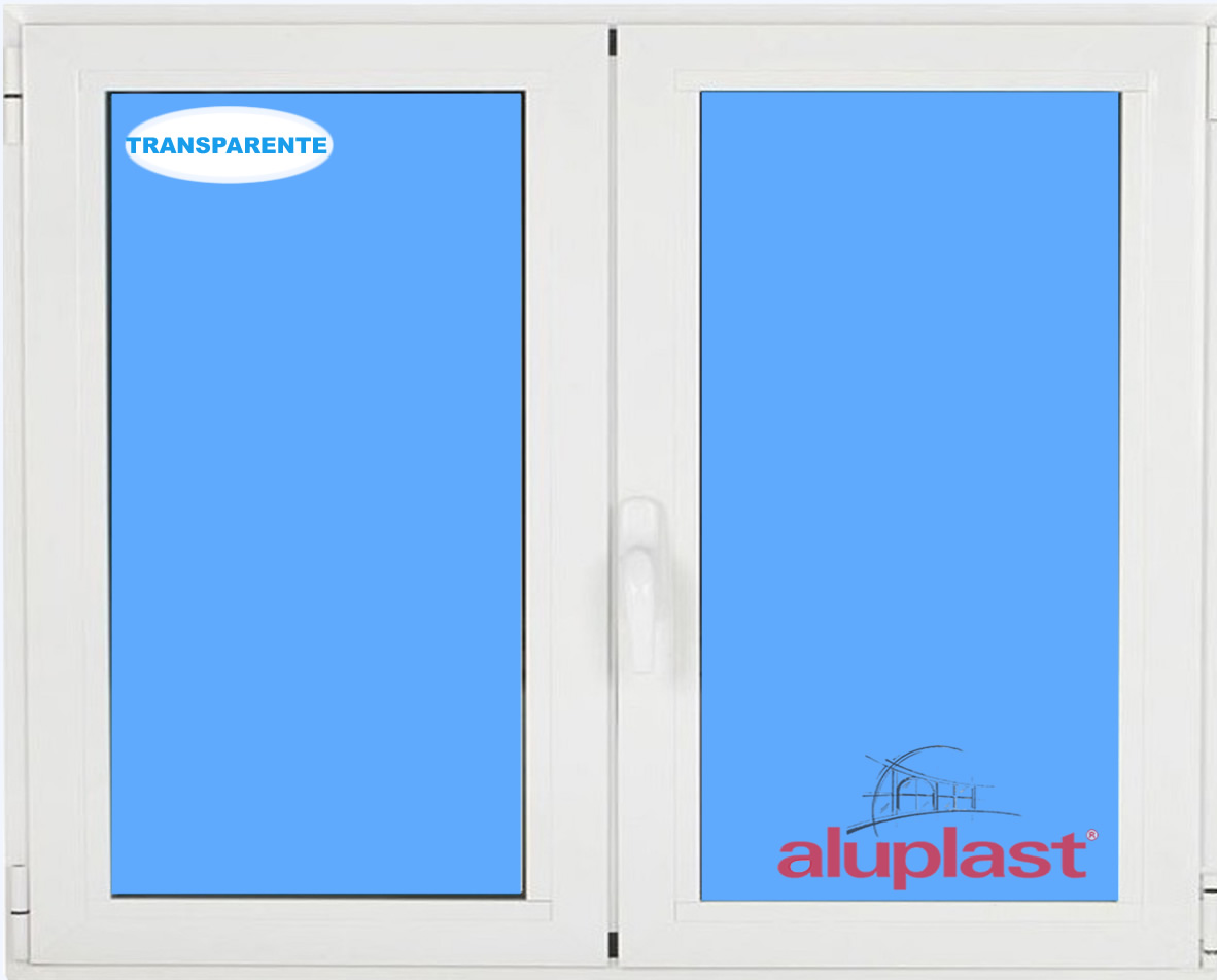 Ventana pvc 1200x1000 blanca 2 hojas oscilobatiente vidrio transparente
