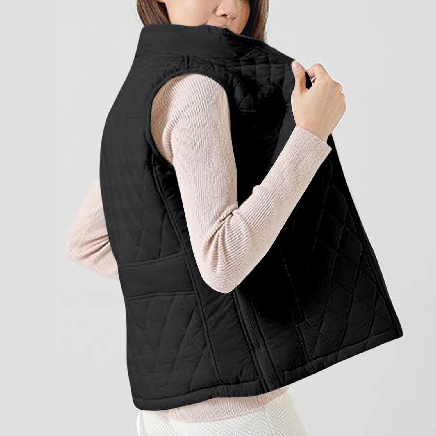 Gilet chauffant pour femmes dames Chargement USB Gilet chauffant Chauffe-corps chauffant électrique Gilet chauffant ，M(155cm-165cm，45kg-55kg)，noir - 3