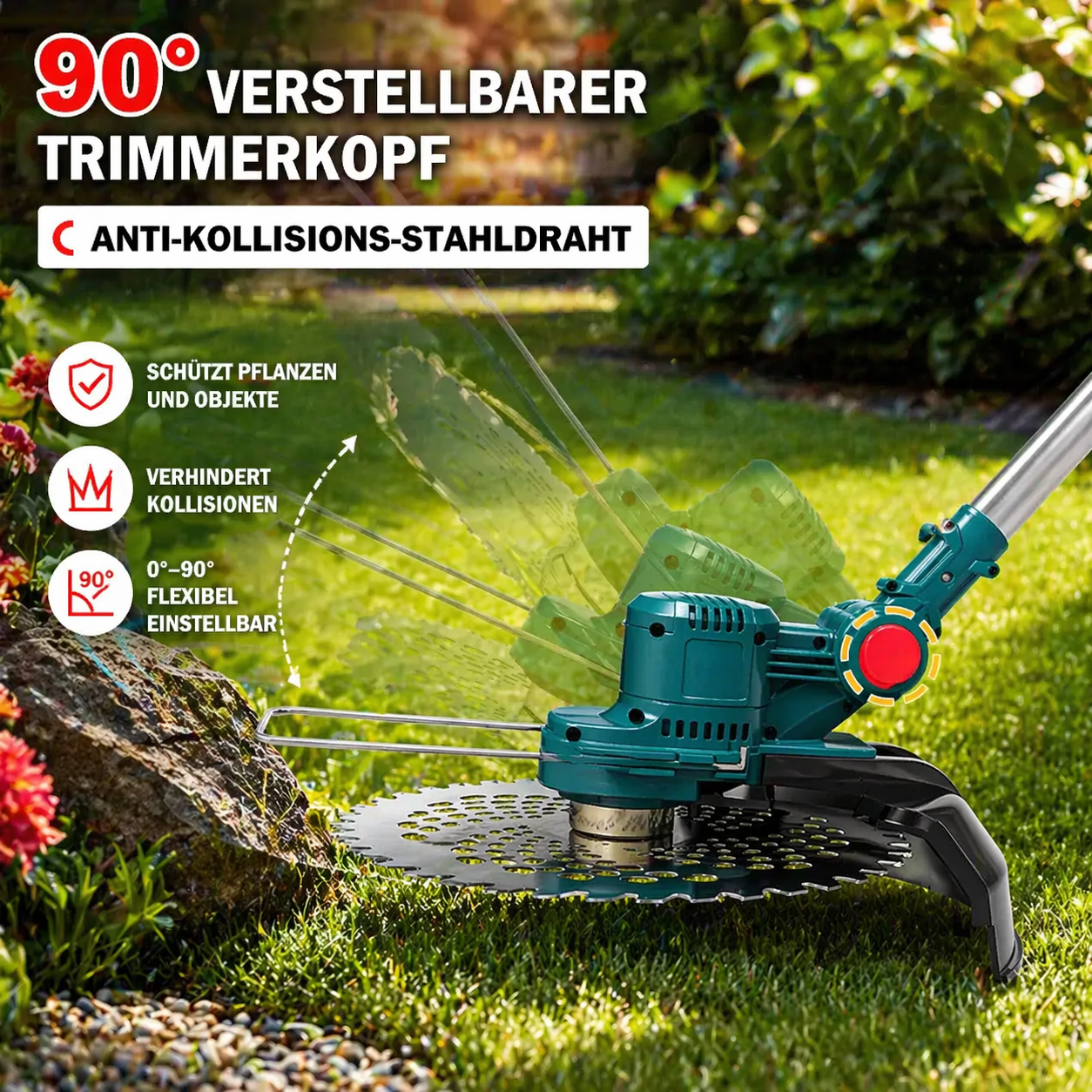 Débroussailleuse Sans Fil 21V 750W, 2 Batteries 4.0Ah, Moteur Sans Balais, Coupe 4-en-1, Tête Tap & Go, Outil Jardin Puissant - 4
