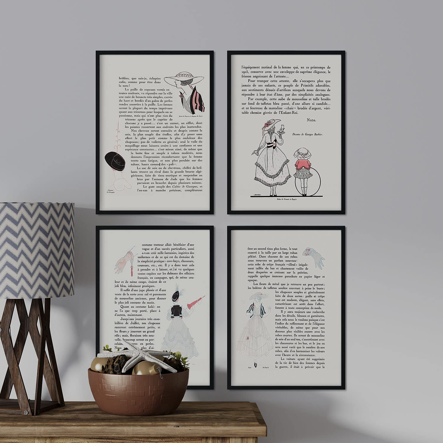 Set de láminas vintage texto 1. pósteres con las ilustraciones art deco de george barbier. sin marco - a3