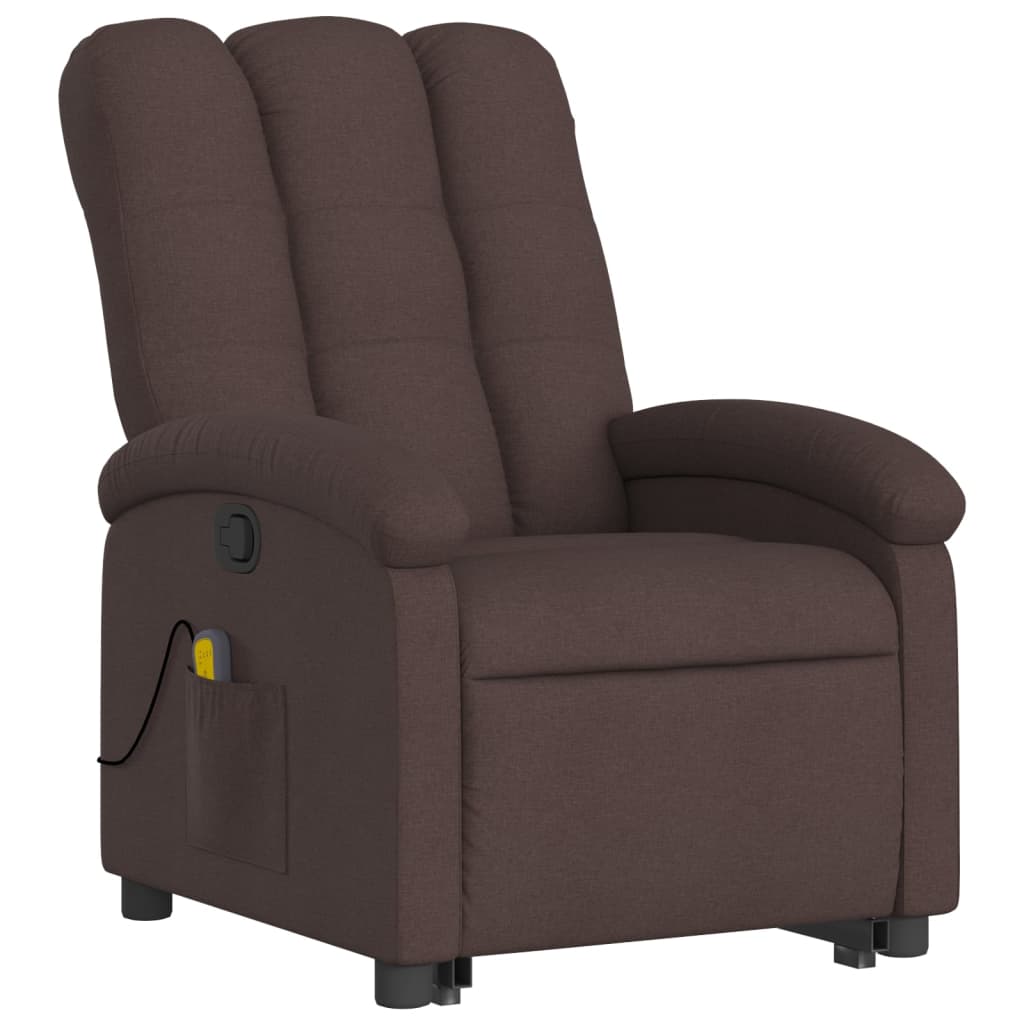 Fauteuil inclinable de massage Marron foncé Tissu - 3