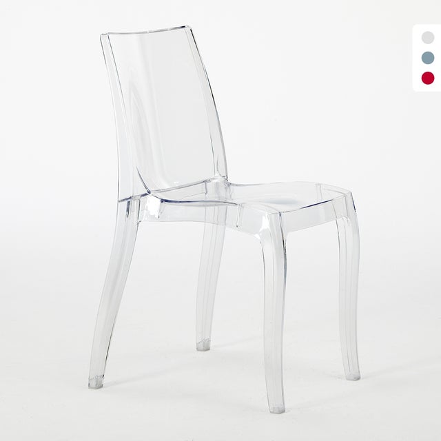 Chaise salle à manger bar transparent empilable Cristal Light polycarbonate Grand Soleil Design