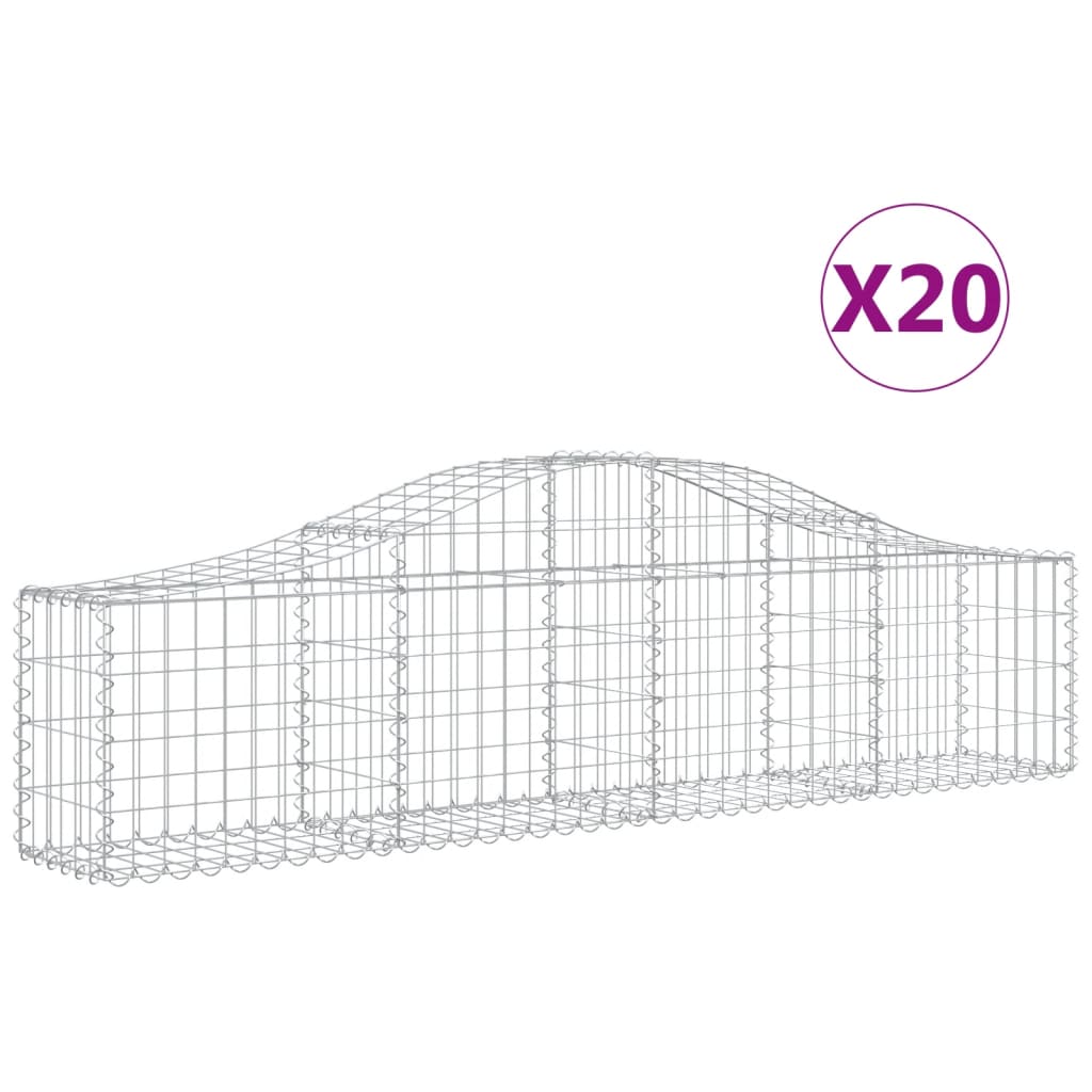 Cestas de gaviones arqueadas 20 piezas 200x30x40/60 cm hierro galvanizado