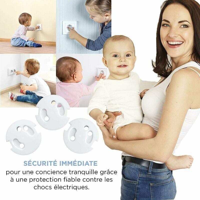 Cache Prise Bébé Français-Protection Prises Bebe-Caches Prises Electrique-Sécurité Enfant-Mécanisme Tournant - 2
