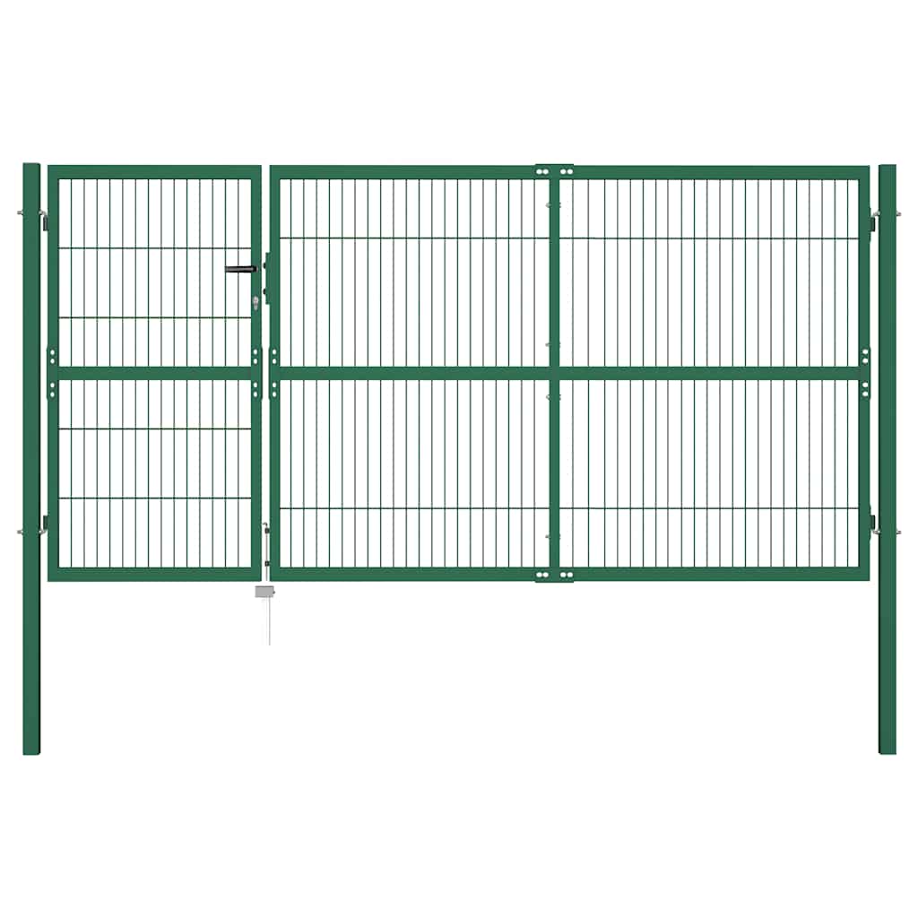 Vidaxl Puerta De Jardín Con Postes 350 X 140 Cm Acero Verde , Leroy Merlin