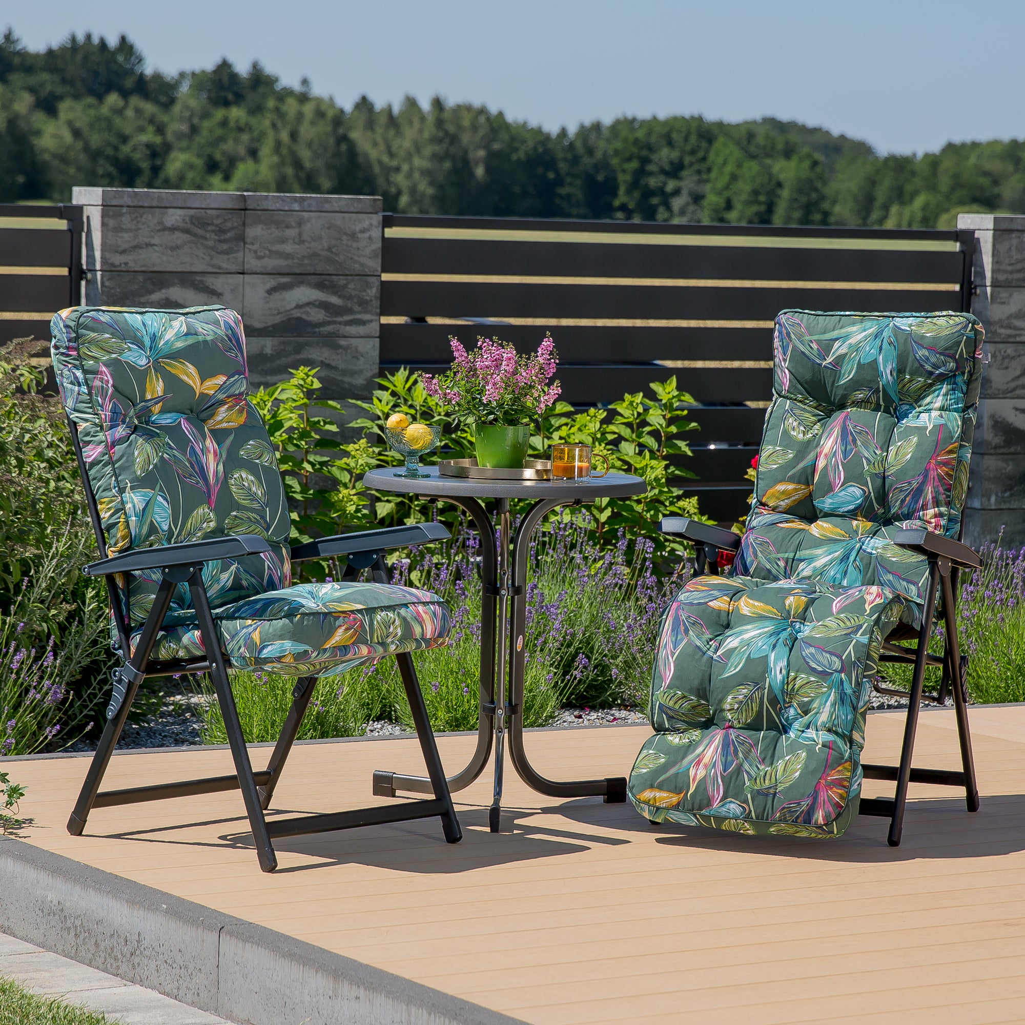 Fotel ogrodowy z podnóżkiem Lena Plus Black Edition niebiesko-zielony Patio - 3