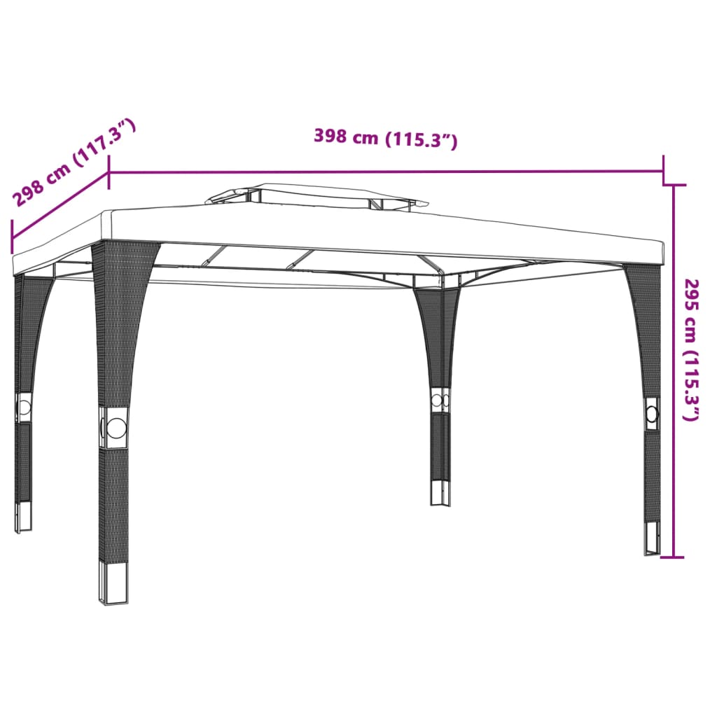 Gazebo com telhado duplo 3,98x2,98 m aço antracite CFW310778 - 8