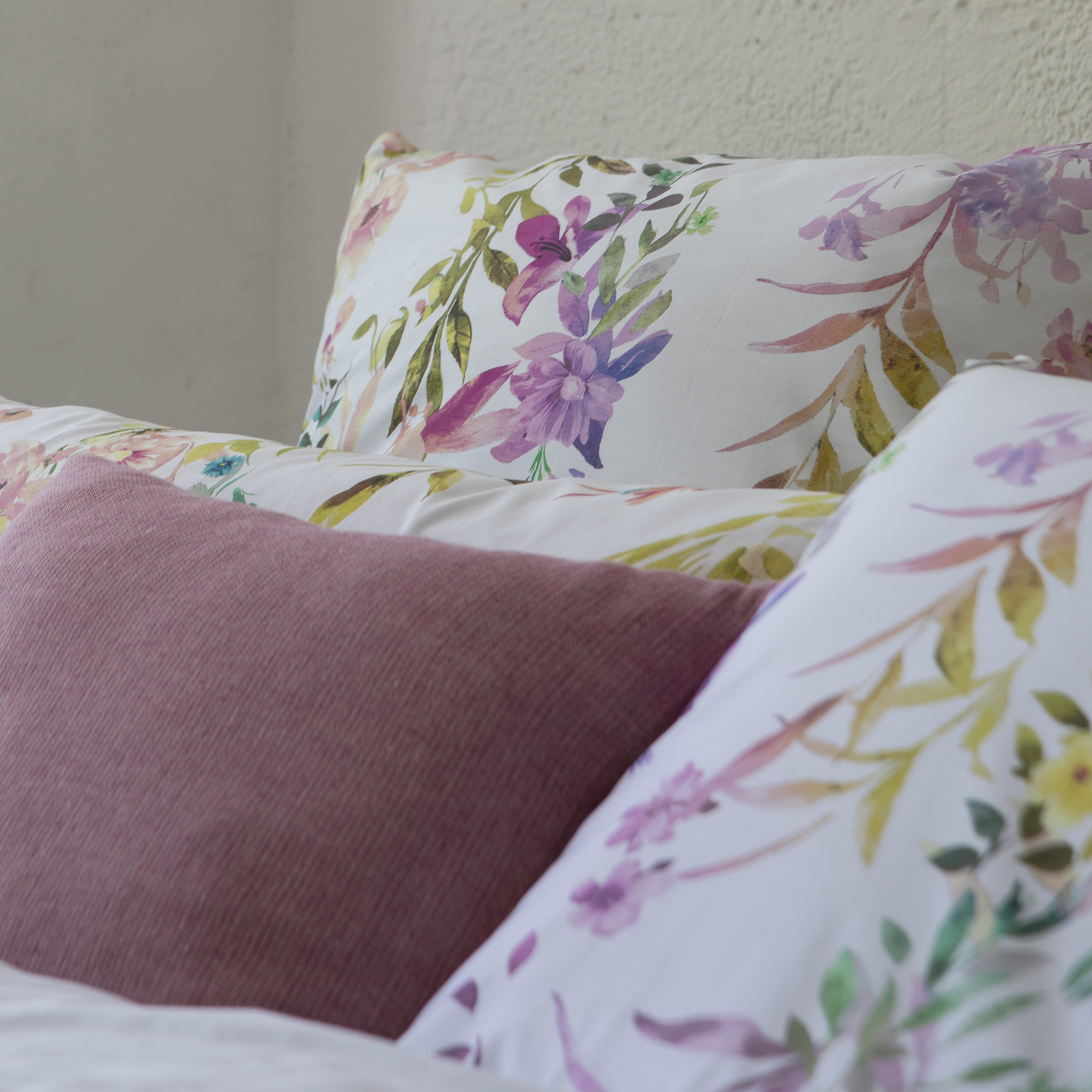 Housse de couette Floralink lit 180 cm - 260x240 cm, coton 200 fils - 6