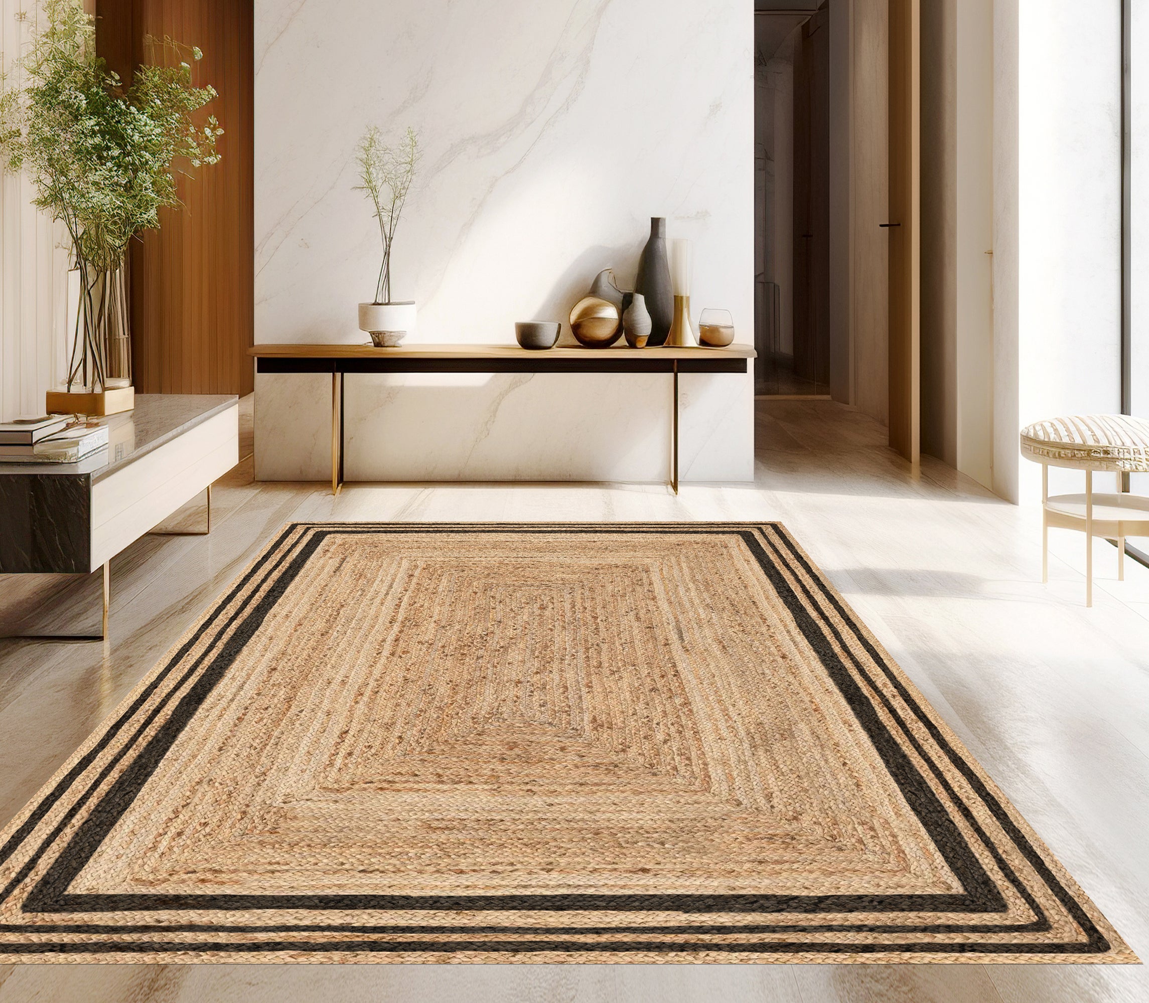 Tapis antidérapant en vinyle, Carthago Noir 66x180 cm - PVC imprimé, lavable, ignifuge, pour le salon et la cuisine - 8