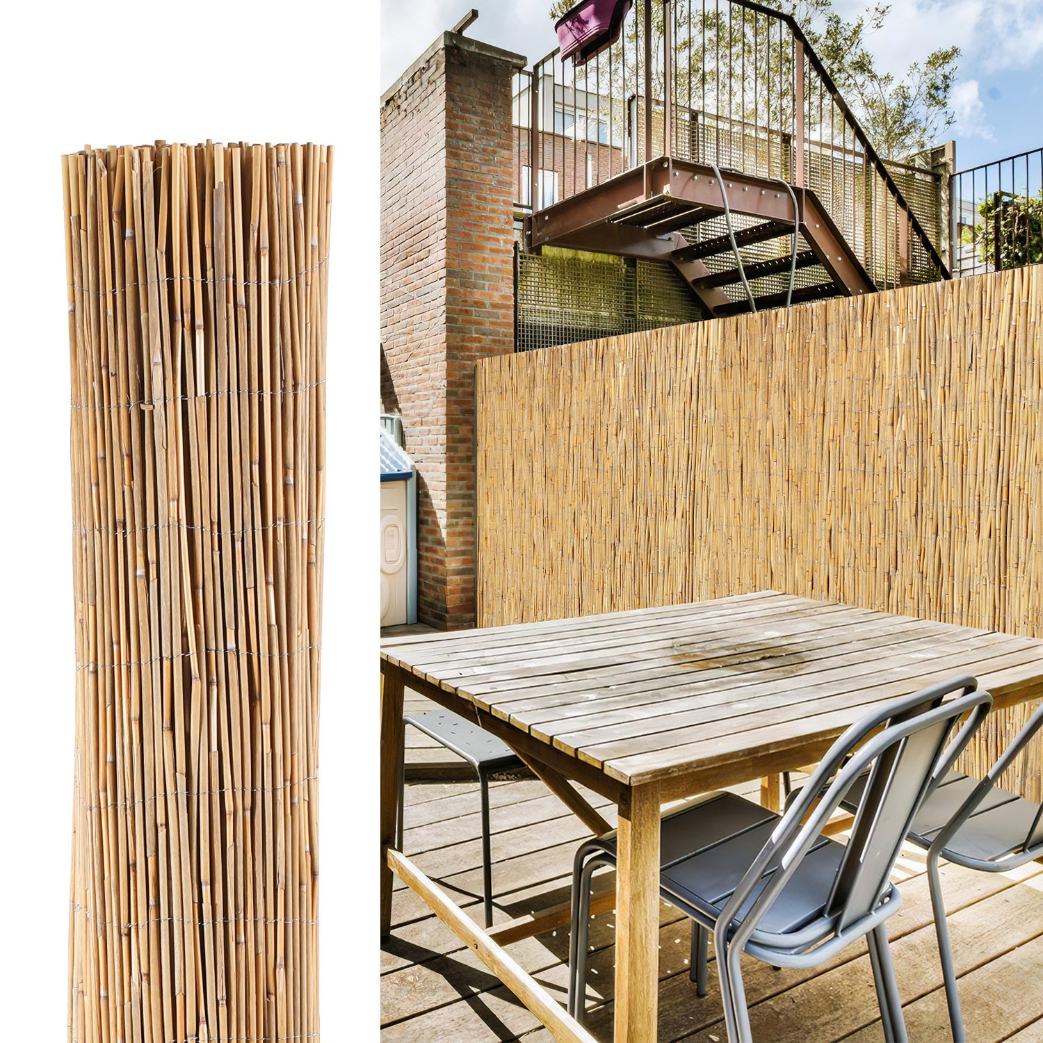 Mata trzcinowa 180 × 300 cm, naturalna osłona na taras i ogrodzenie
