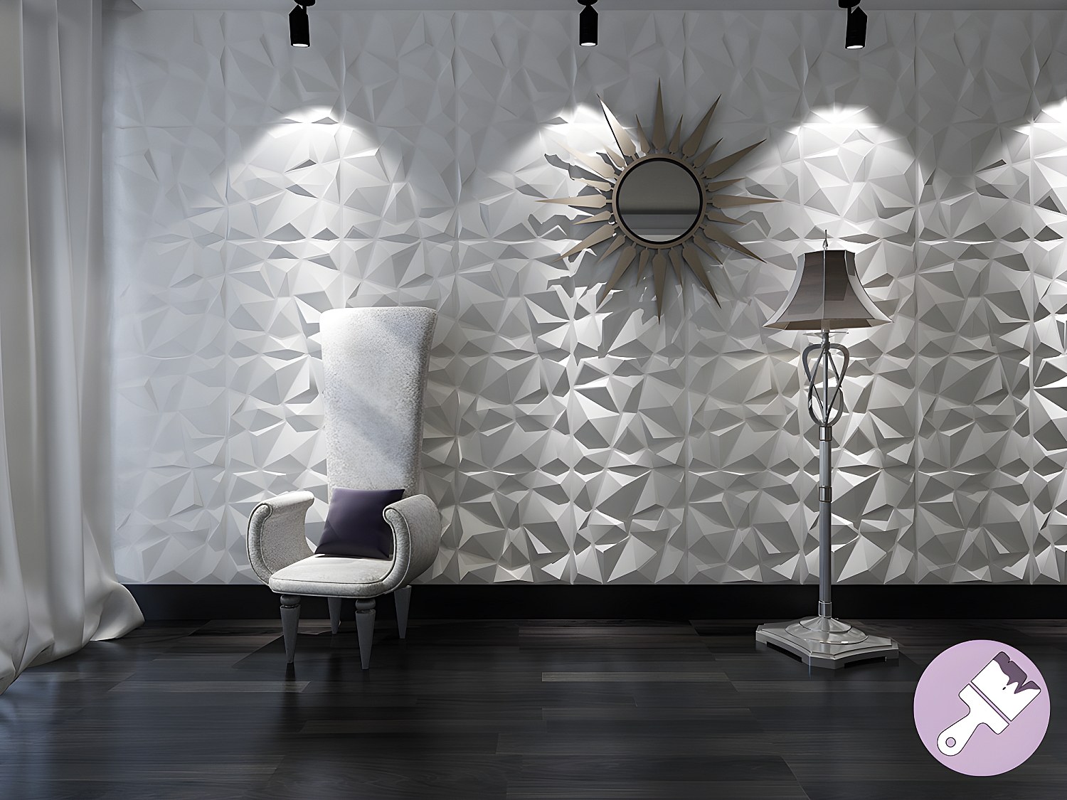 Panneau mural 3D à peindre - pack de 3m² - lot de 12 pièces - ANGLY - 2