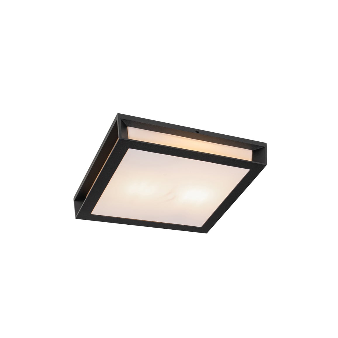 Qazqa nowoczesny plafon zewnętrzny IP44 do ogród - Jeffrey - czarny, max. 20w, e27, 26cm, IP44, kwadratowy, z 2 punktami