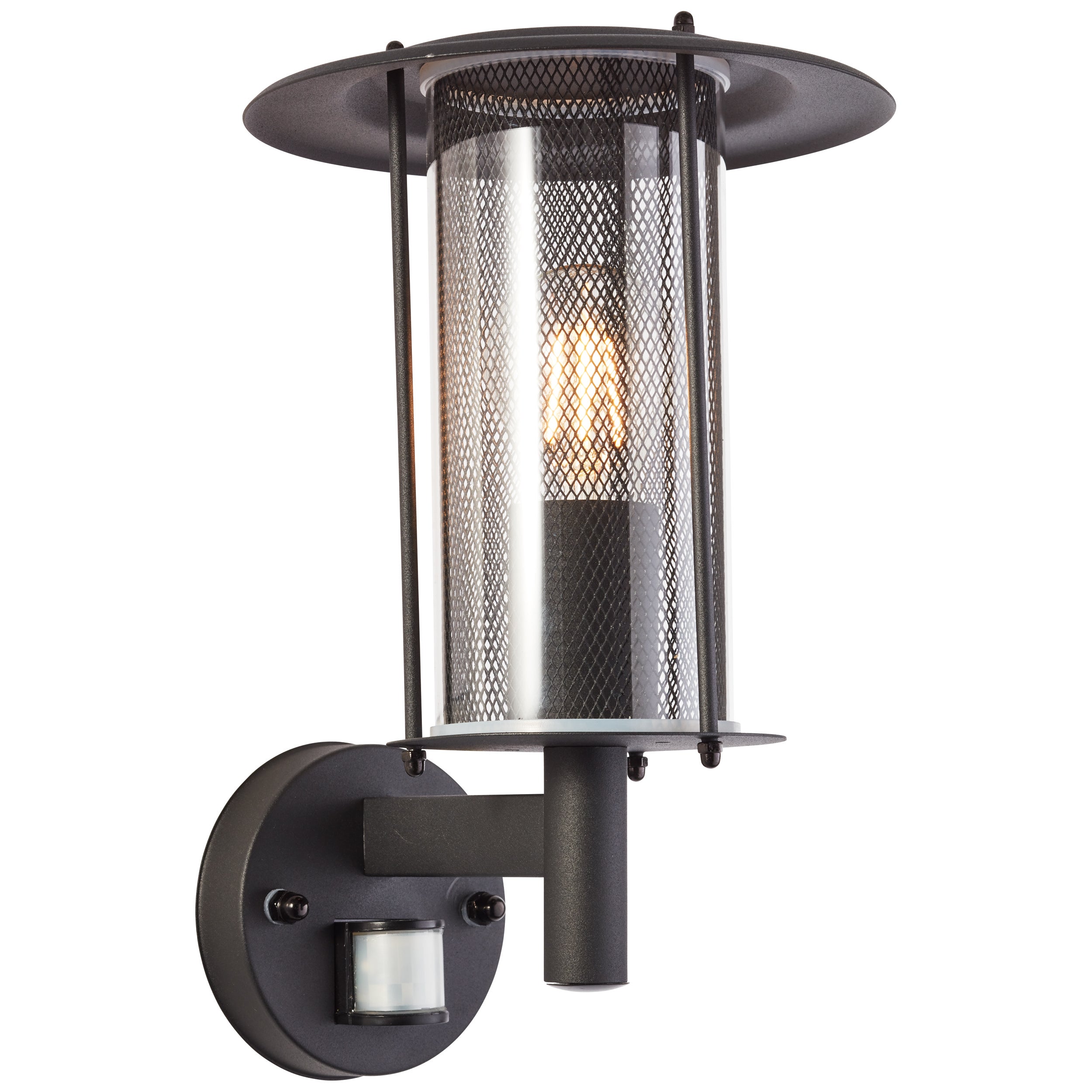 Zewnętrzna lampa ścienna Brilliant Detroit, wolnostojąca, z czujnikiem ruchu, czarna matowa Metal, tworzywo sztuczne 1x A60, E27, 20 W, pasuje do stan